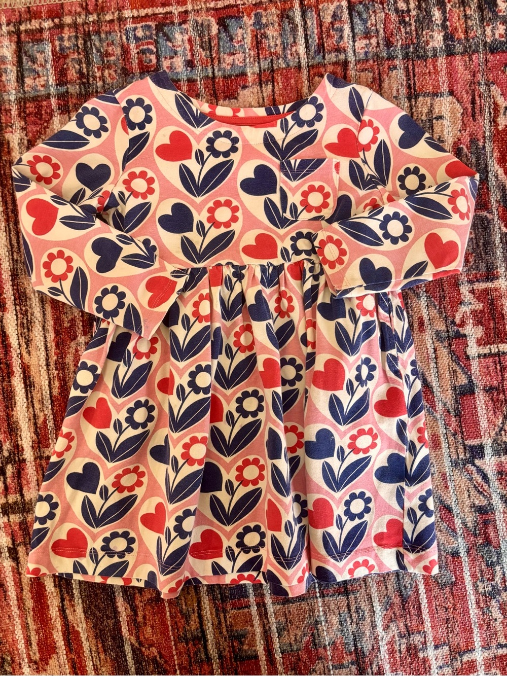 Mini Boden 4-5y Long Sleeve Printed Dress